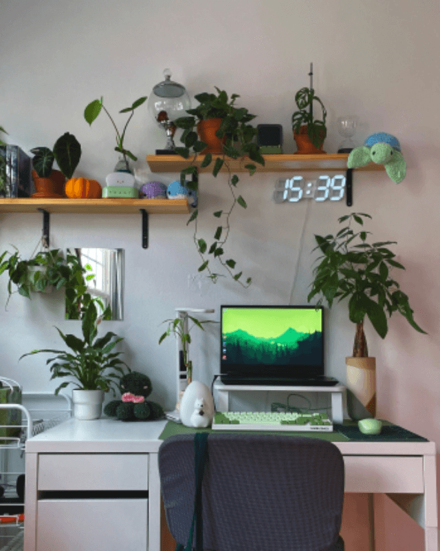 White and Green Desk Setup